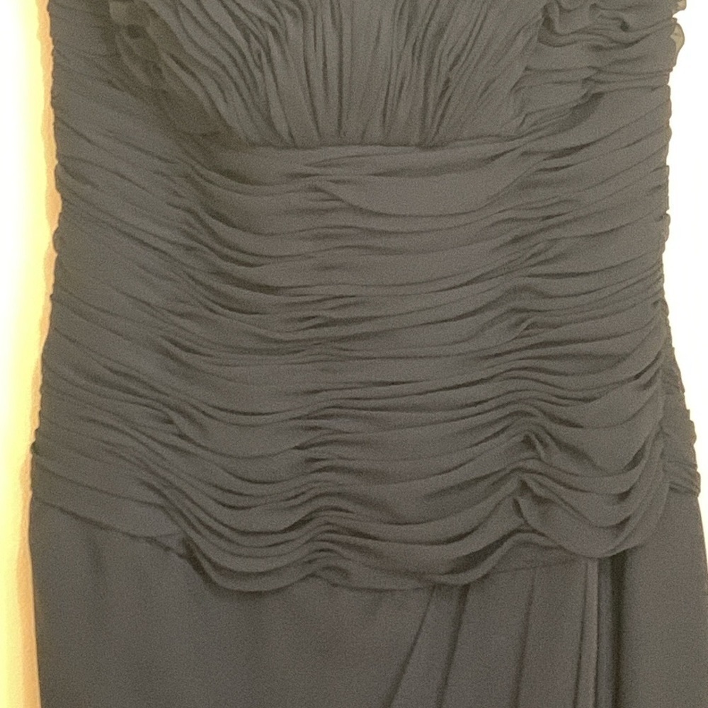 Victor Costa Black Chiffon Sweetheart Smocked Layered Gown Long Dress Vintage 10 - Picture 4 of 17
